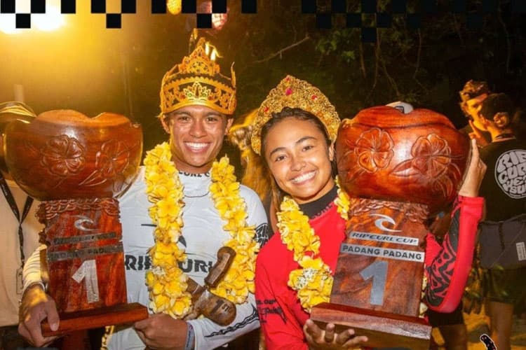 Juara! Peselancar Muda Westen Hirst dan Jasmine Studer Taklukan Ombak di Rip Curl Cup Padang Padang 2025